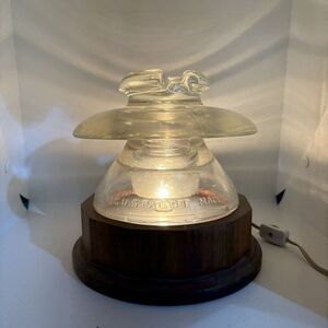 Vintage Corning Pyrex Lamp Leviton 271 120V 7W‎ Single Bulb Wooden Base USA